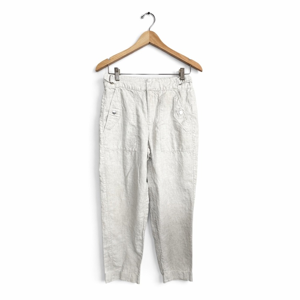 Athleta Women's Voyager 100% Linen High Rise Relaxed Ankle Pants Ivory Size 4 - Picture 2 of 7